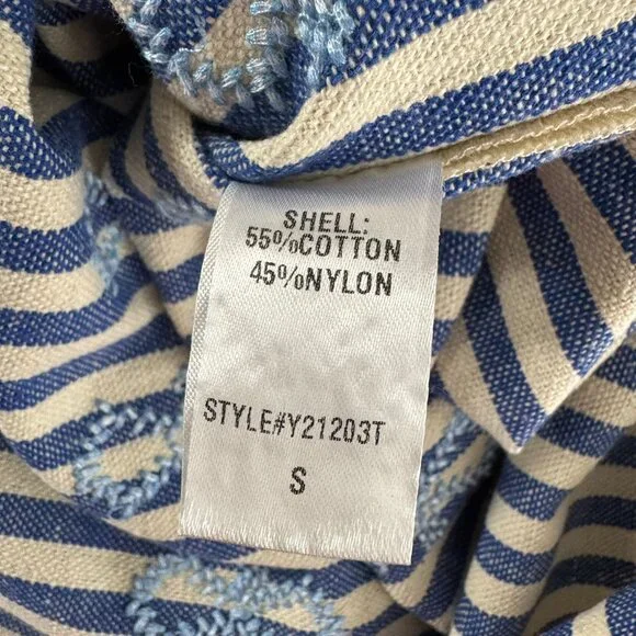 Tuckernuck Sullivan Embroidered Canvas Caftan Small Blue‎ Striped Beach DR-1771 - Picture 10 of 11